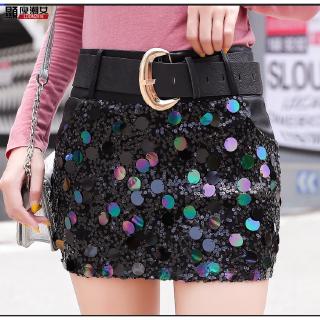 💛Váy Da Mỏng Hơn Nhìn Chính Hãng Hàn Quốc Thu Đông Nữ Phiên Bản Hàn Quốc Mỏng Phù Hợp Với Da PU Váy Ngắn Đính Kim Sa Lấp Lánh Nửa Váy Hip-pack