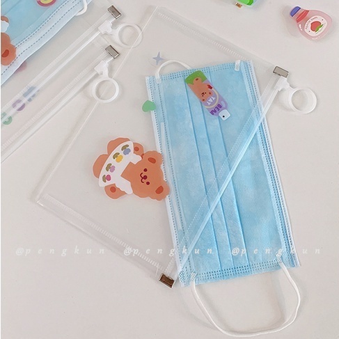 Túi đựng khẩu trang có dây khóa kéo chống thấm nước chống bụi thiết kế nhỏ gọn tiện dụng