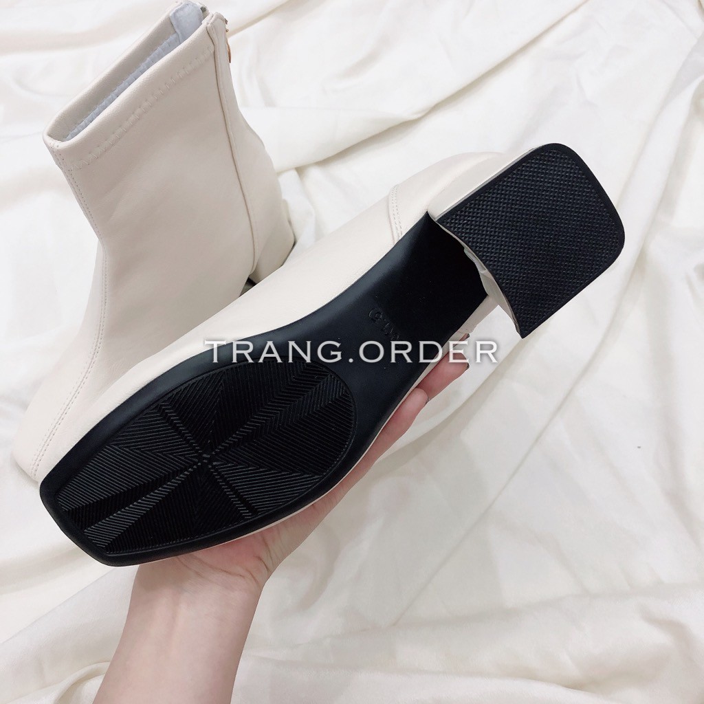 Giầy boot mũi vuông cao gót