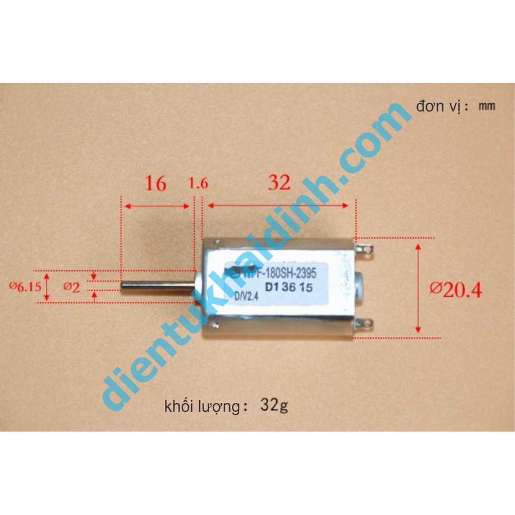 2 cái động cơ DC WFF-180SH-2395 1.5-6V 3800-17000RPM trục 2mm, 32g kde3567