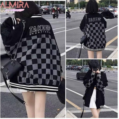 Áo Khoác Bomber Nam Nữ Kẻ Caro Takkep Form Rộng Unisex,