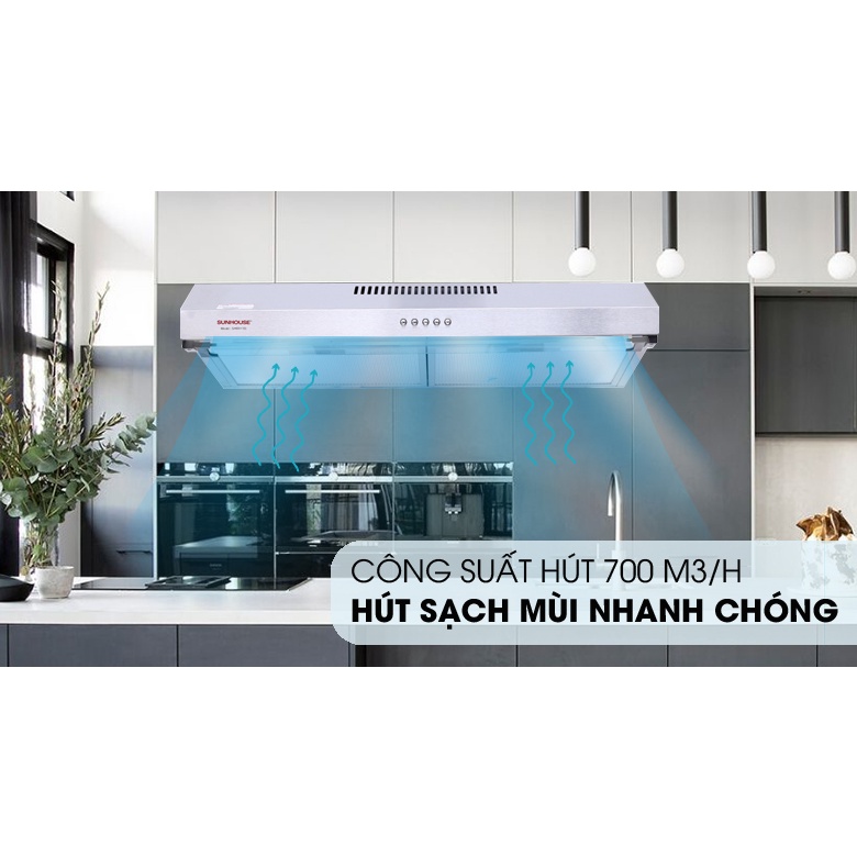 Máy hút mùi vỏ inox Sunhouse SHB6118I