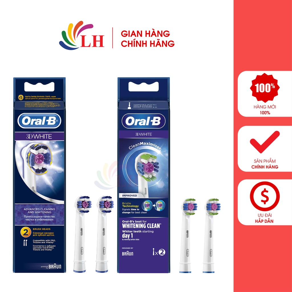 Đầu bàn chải thay thế bàn chải điện Oral-B 3D White - Thay thế được cho nhiều dòng bàn chải OralB