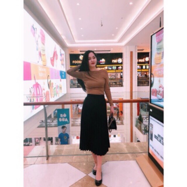 Chân váy midi stra