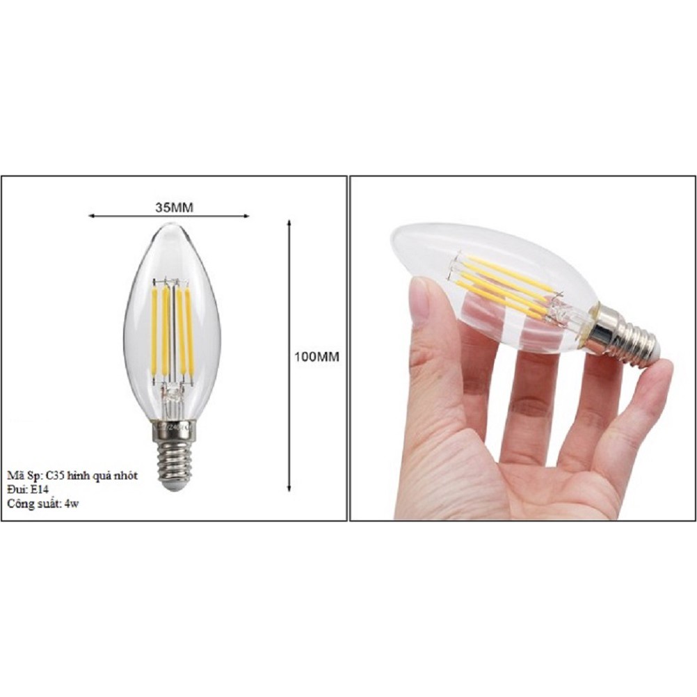 Bộ 20 bóng đèn Led Edison C35 4W hình quả nhót đui E27