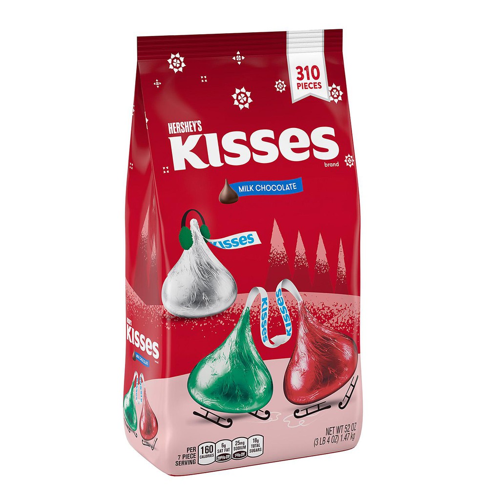 KẸO SOCOLA HERSHEY'S KISSES HOLIDAY MILK CHOCOLATES MỸ 310 VIÊN