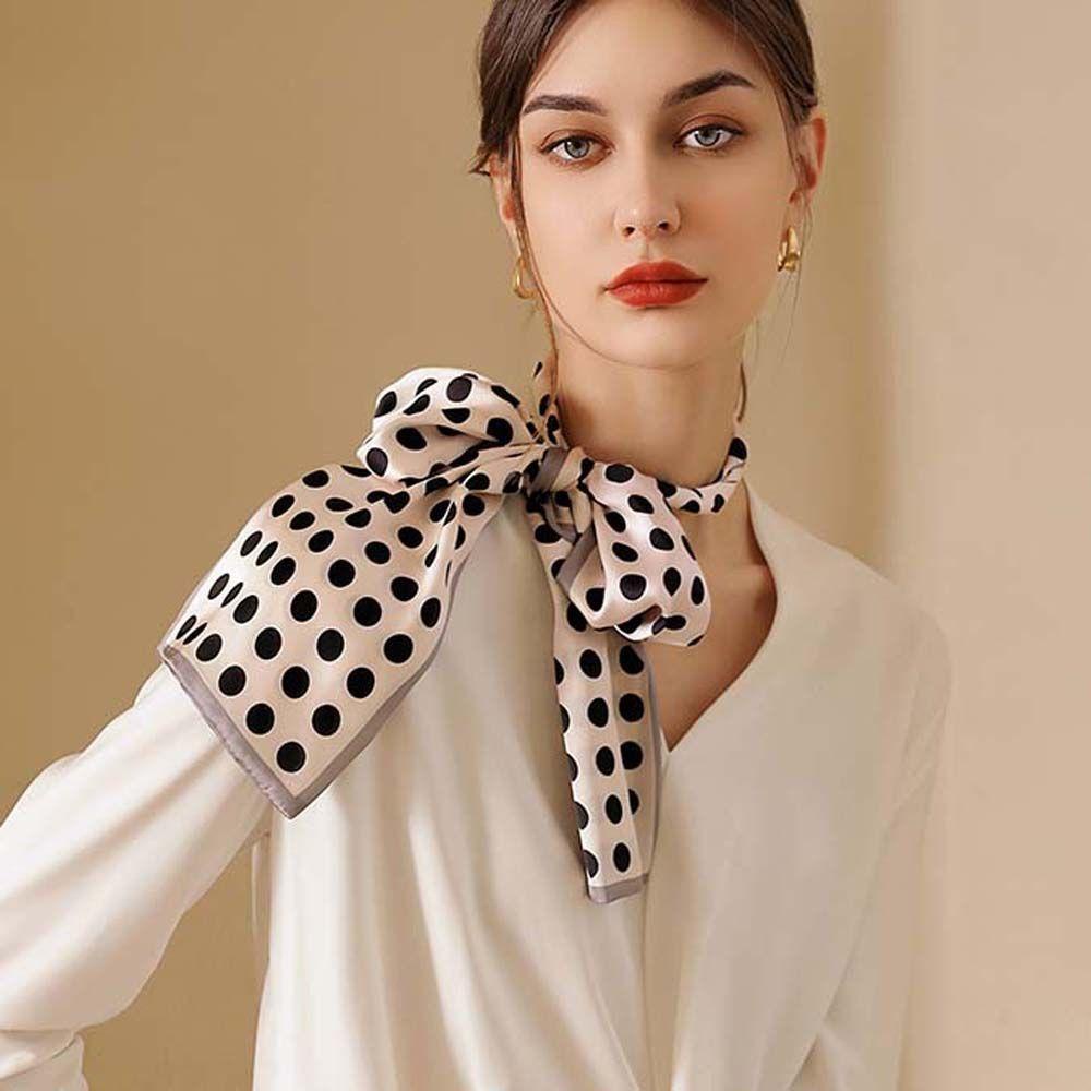JARRED Khăn Choàng Cổ Vải Lụa Họa Tiết Chấm Bi Thời Trang Thanh Lịch Dành Cho Nữ