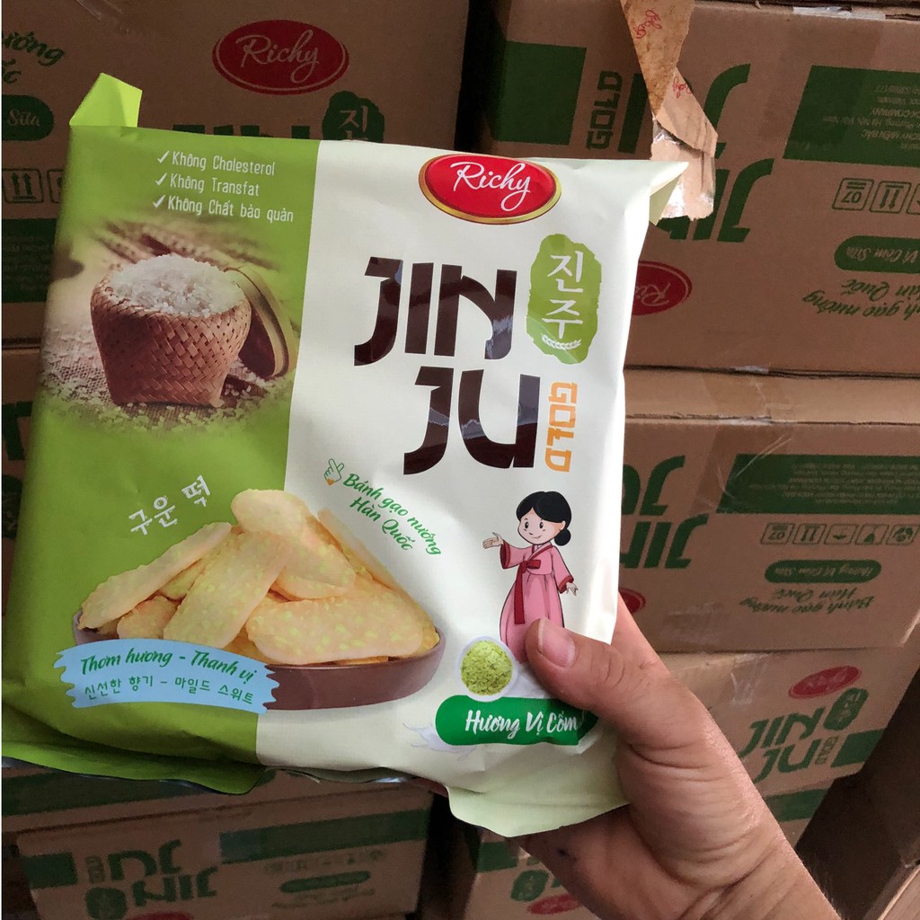 Bánh gạo Jinju hương vị cốm sữa 145gr( 16 gói/1 túi)