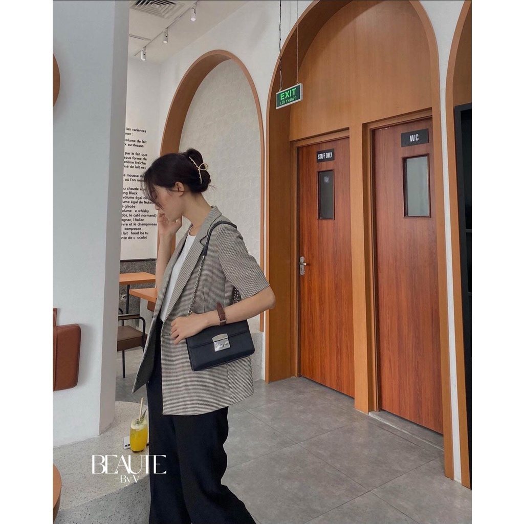 BEAUTEBYV - Áo blazer nữ cộc tay chiết eo nhẹ New Era