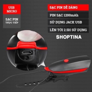 Đèn LED Xe Đạp Siêu Sáng + Còi ( Pin Sạc USB - Có Bảo Hành 6 Tháng)