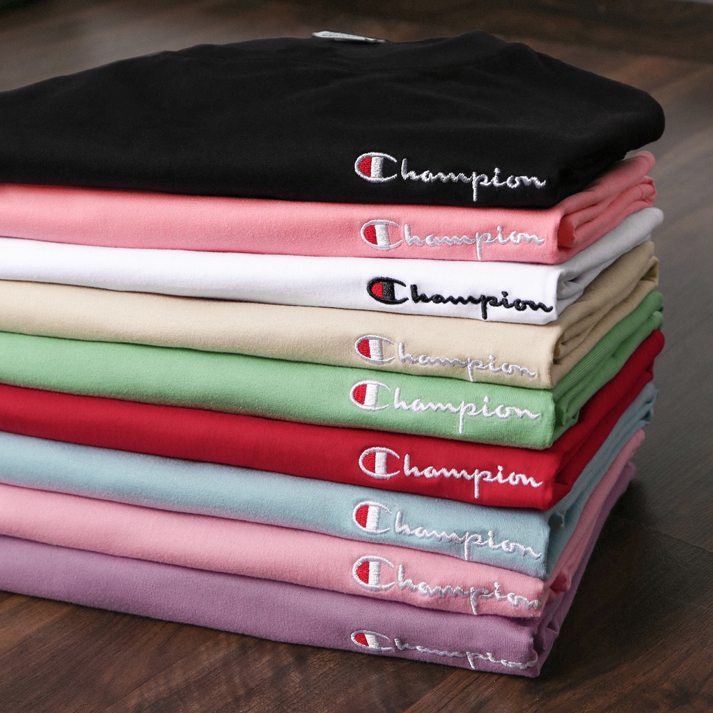 Áo thun Champion Màu Đen Chất Liệu Cotton Thoáng Mát