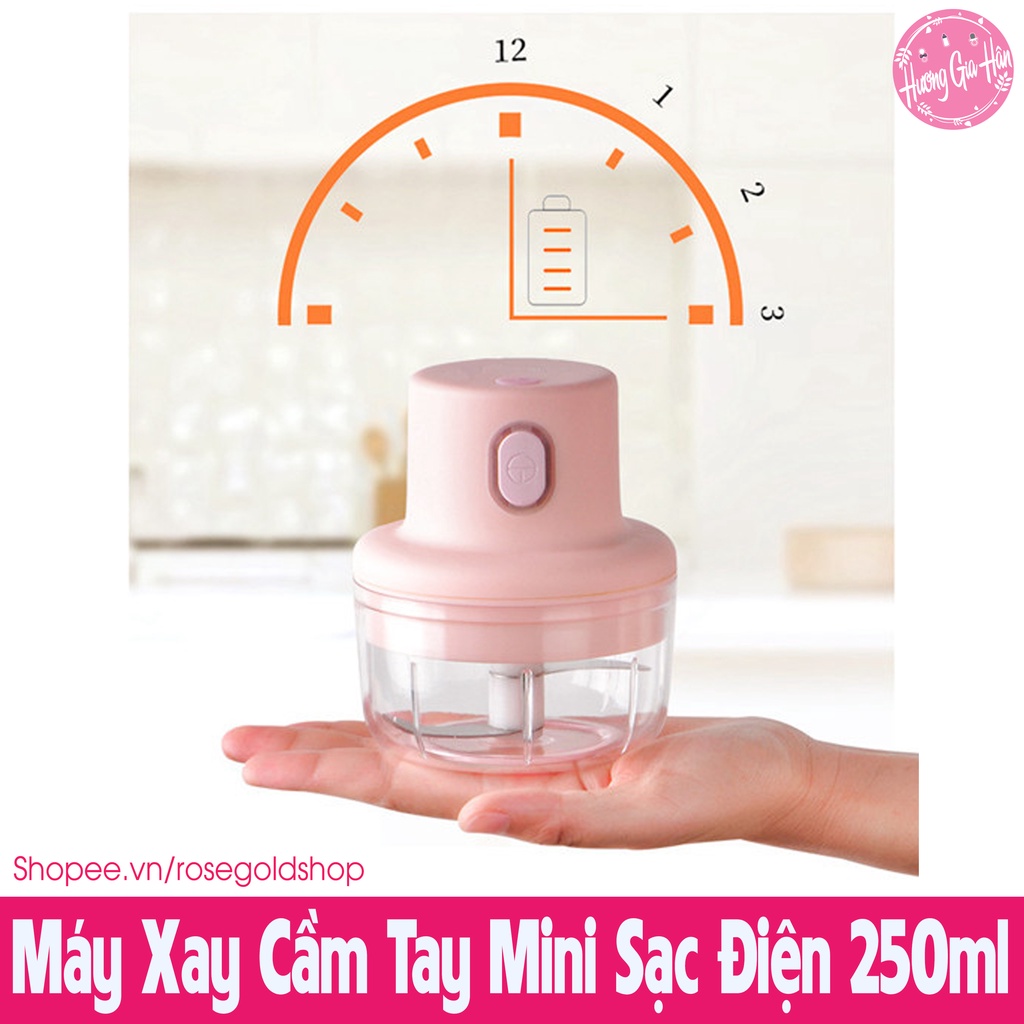 Máy Xay Thịt Cầm Tay Mini Sạc Điện 250ml Siêu Khỏe – Máy Xay Đồ Ăn Dặm, Tỏi Ớt, Củ Quả Đa Năng, Có Cổng Sạc USB