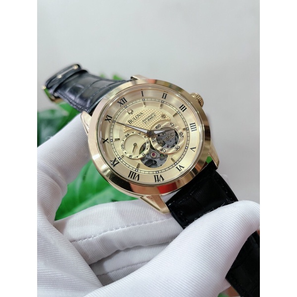 Đồng hồ dây da bulova máy nhật size 42 kinh mo cong máy cơ