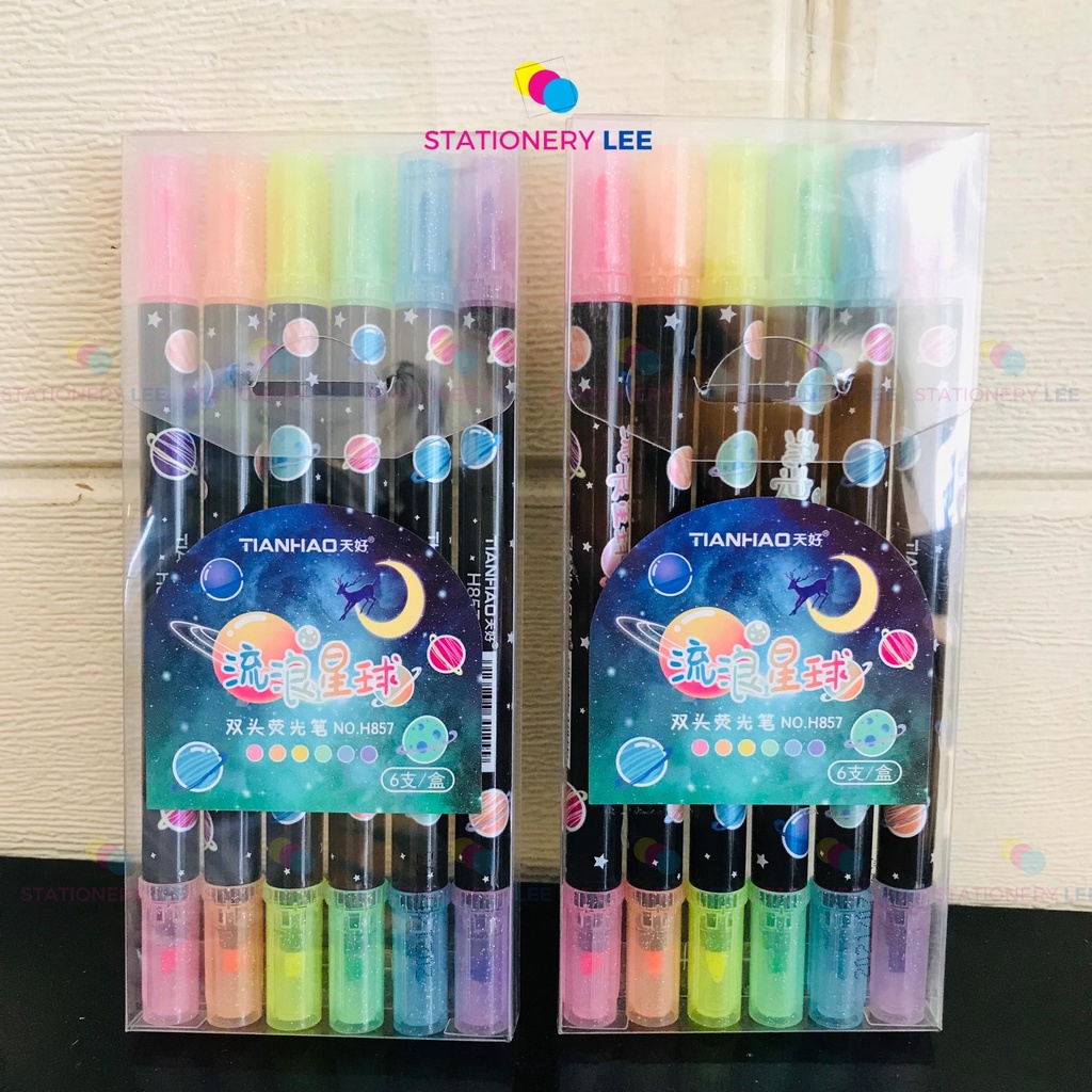 Bút dạ quang 6 màu highlight pastel LEE, bút đánh dấu nhớ dòng cute nhiều màu marker dễ thương