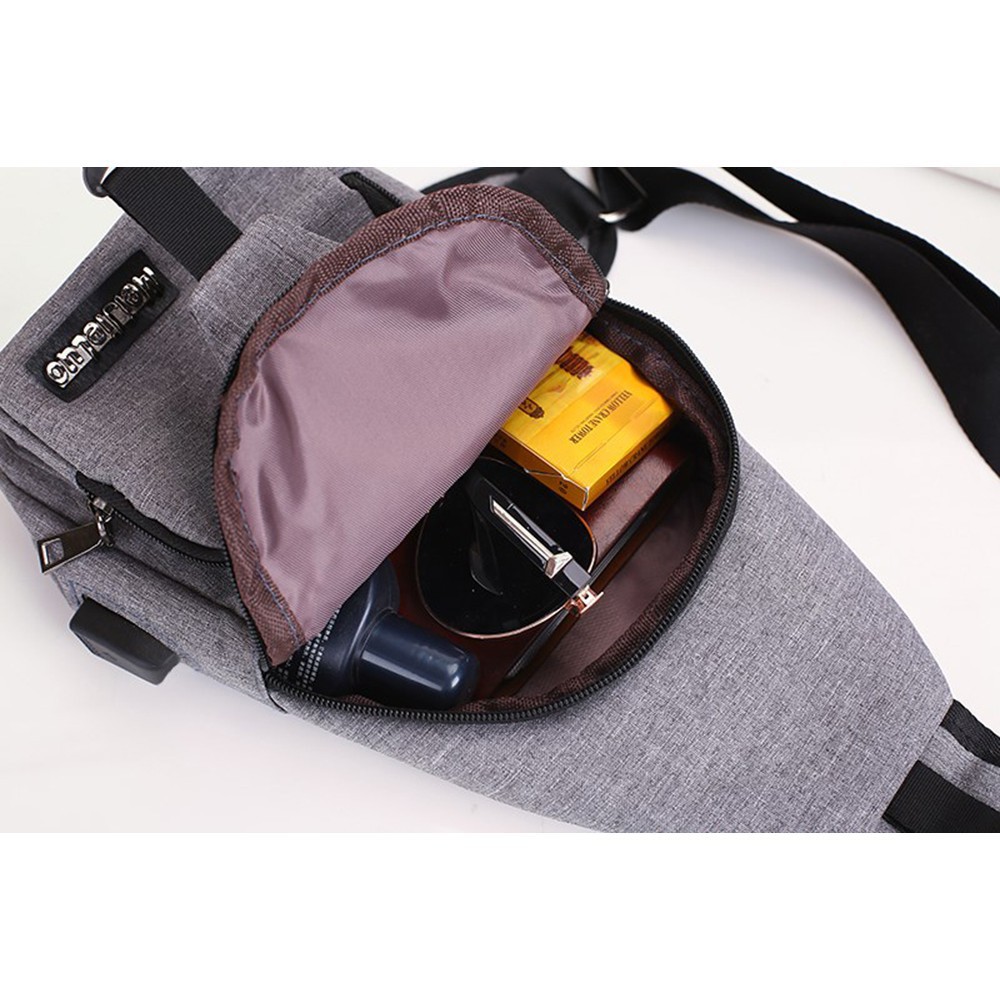 [Bibbe Shop]Túi vải đeo ngực nam kèm dây cắm USB | BigBuy360 - bigbuy360.vn