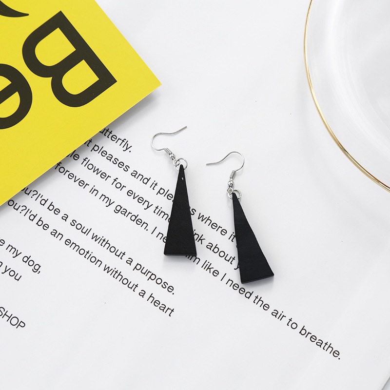 Đôi Khuyên Tai Dài Kiểu Hình Học Bằng Gỗ Thời Trang Hàn Quốc Cho Nữ