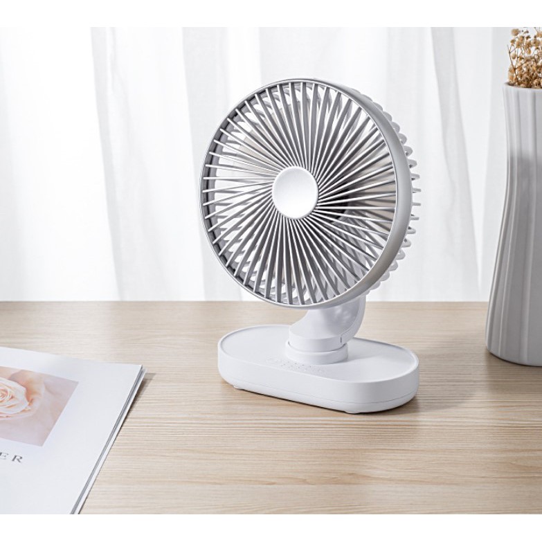 Quạt tích điện xoay tự động để bàn công suất lớn loại to xoay tự động - Quạt tích điện để bàn dùng 12h pin khỏe