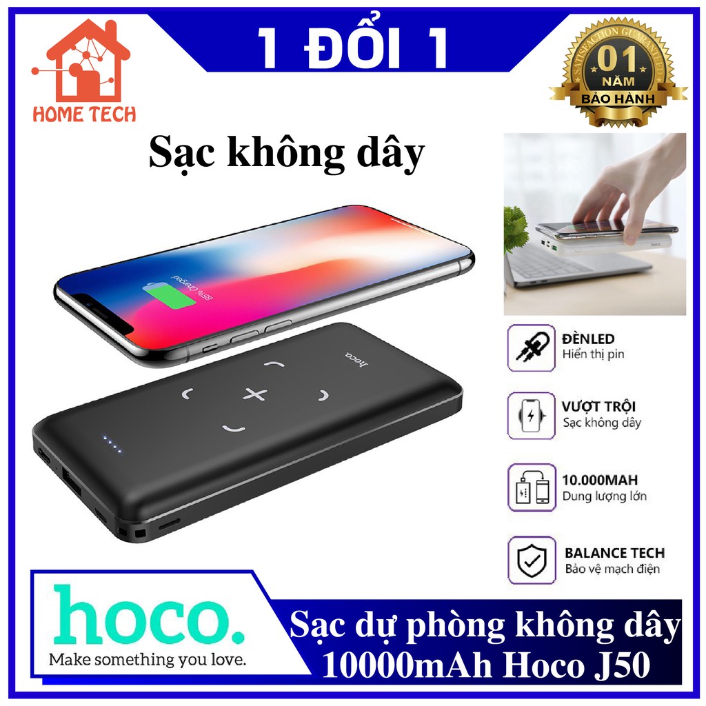 Sạc Dự Phòng Không Dây Hoco J50 10.000mAh Chính Hãng Bảo hành 12 tháng