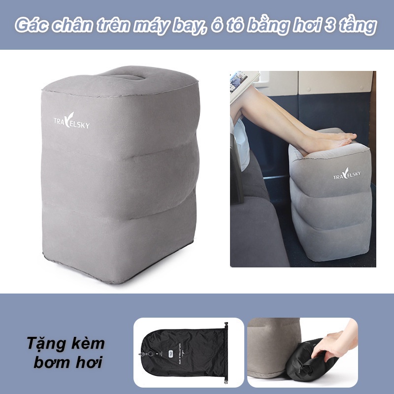 Gác chân trên máy bay, ô tô bằng hơi 2 tầng TravelSky Home and Garden ... Hàng hot nha !!