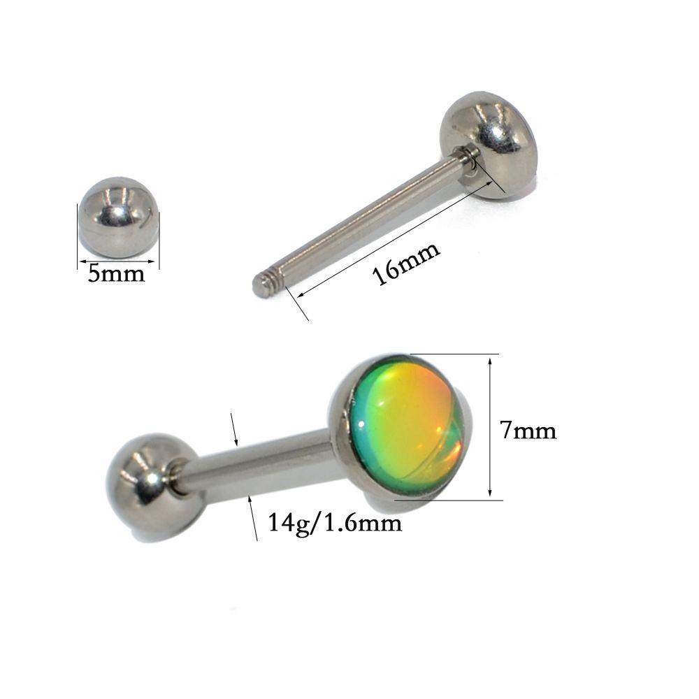 Khuyên Xỏ Lưỡi Bằng Thép Không Gỉ Đính Đá Opal Nhiều Màu Sắc Phong Cách Hip Hop Thời Trang