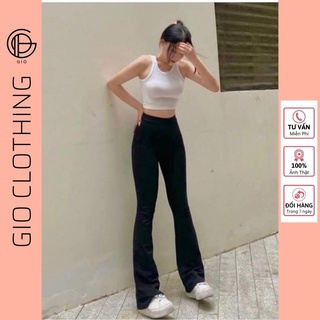 Quần ống loe nữ cạp cao GIO quần legging dáng dài tôn dáng co giãn nhẹ