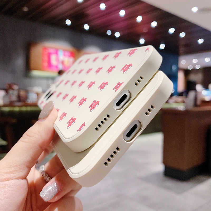 Ốp lưng iphone cạnh vuông Gấu bông đáng yêu dành cho iphone 6 đến 14promax - E225