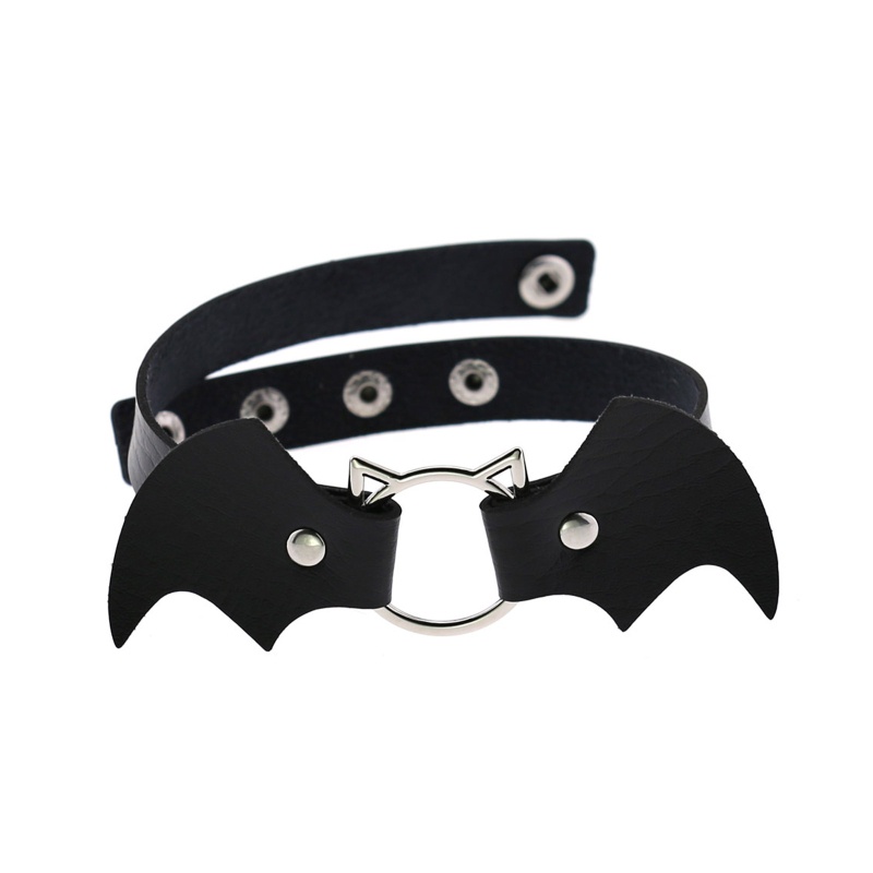 Vòng Cổ Choker Bằng Da Hình Dơi Phong Cách Gothic Punk Dành Cho Dịp Halloween / Giáng Sinh