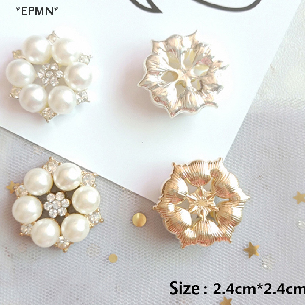 Set 10 Nút Hoa Đính Đá Ngọc Trai Giả Dùng Trang Trí Diy