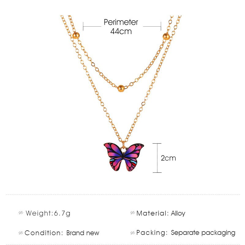 Vibrant-colored Butterfly Pendant with Lovely Pearl Beads for Women