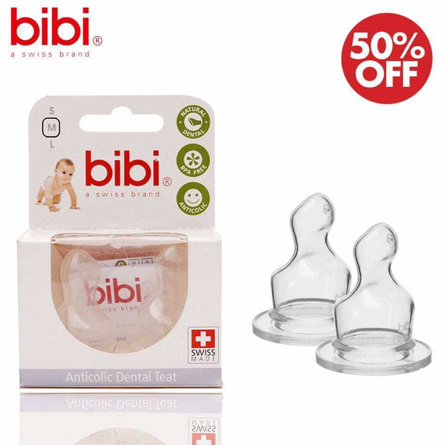 Núm ty silicone dẹt cổ hẹp Bibi