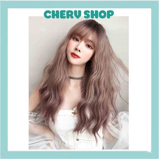 Tóc giả nguyên đầu xù lửng 💄💄 FREESHIP 💄 💄xù lửng omber hồng khói tặng kèm lưới trùm 8269
