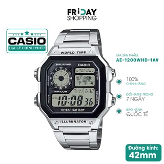 Đồng hồ nam Casio điện tử AE-1200WHD-1AVDF dây kim loại chính hãng Fridayshopping