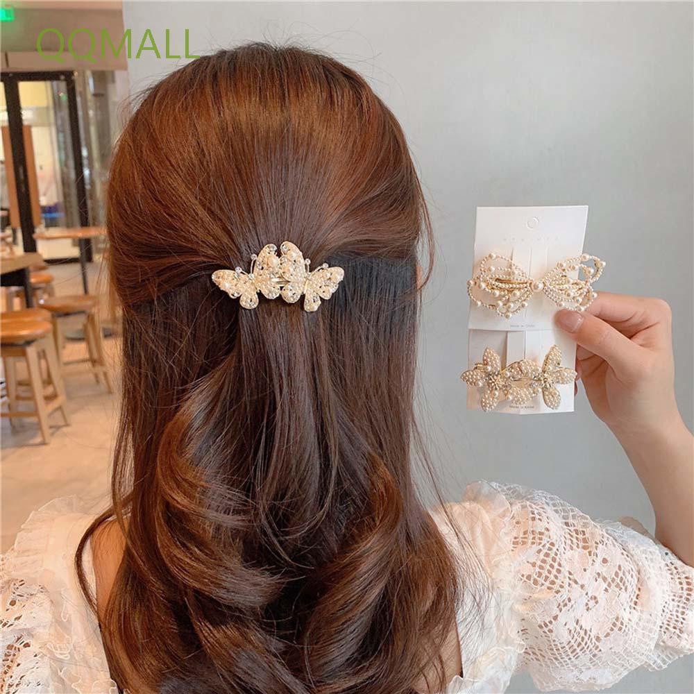 Kẹp Tóc Hình Nơ Đính Ngọc Trai Đơn Giản Thanh Lịch Cho Nữ