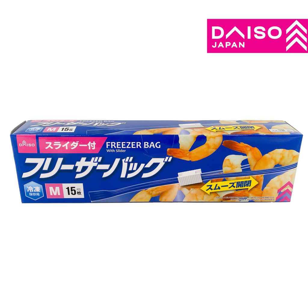 DAISO No-372 Freezer Bag With Slider ( M - 15 sheets )