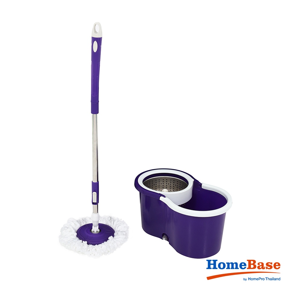 HomeBase Me Living Bộ cây lau nhà quay bằng thép không gỉ TAIKU W45xH25xD23cm màu đỏ tía