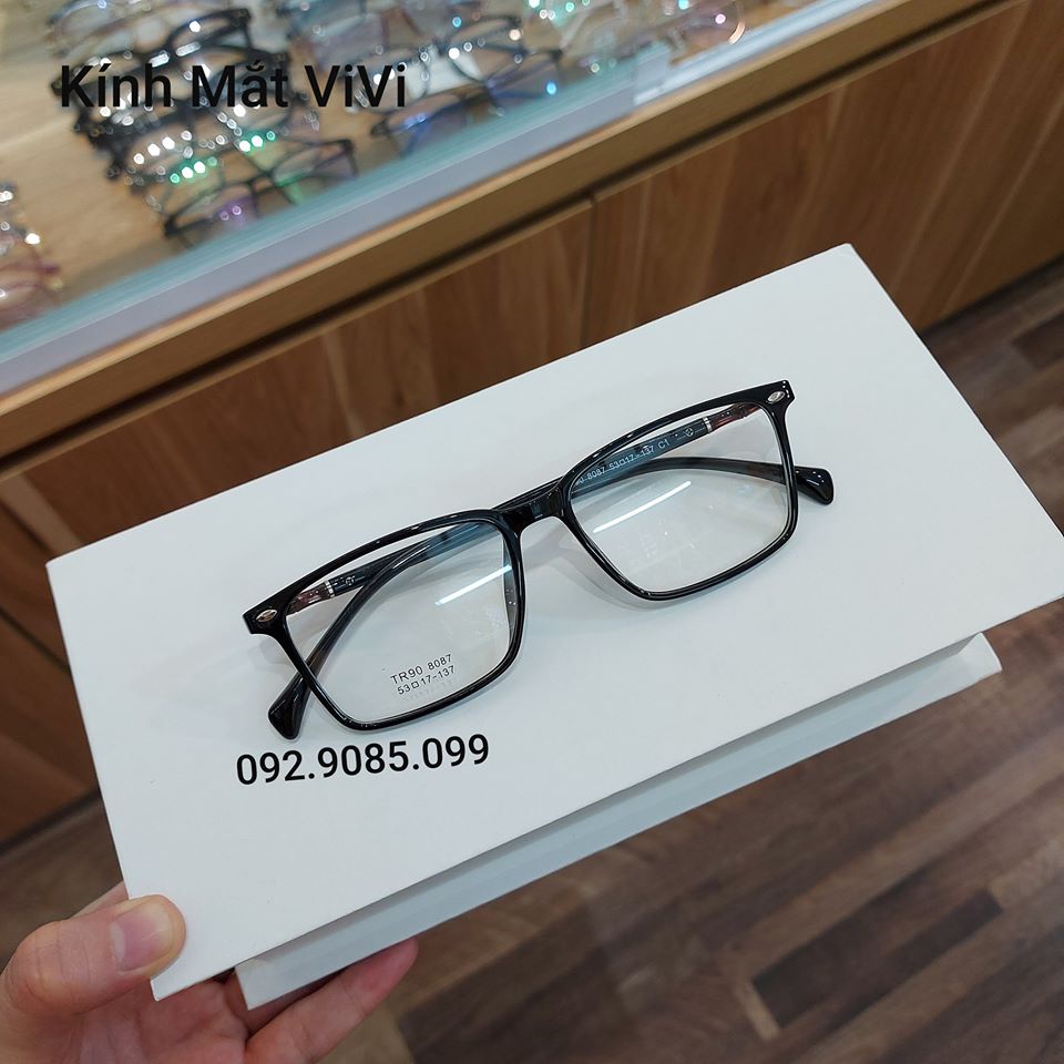 Gọng kính cận nam nữ dáng vuông V8087 chất liệu nhựa dẻo, Nhận cắt cận viễn loạn Kính mắt ViVi