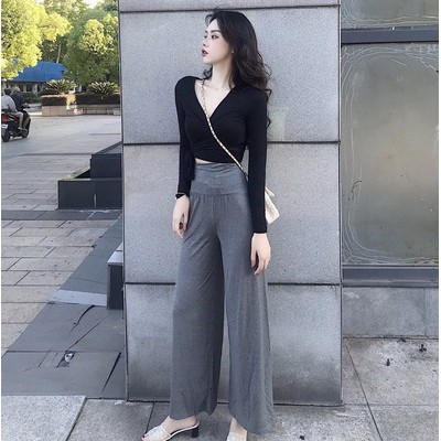 NRVP Áo thun cổ V dáng ôm kiểu dây buộc thời trang gợi cảm nữ tính