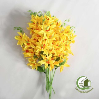 Cành hoa lan sao màu vàng -  hoa giả cao cấp