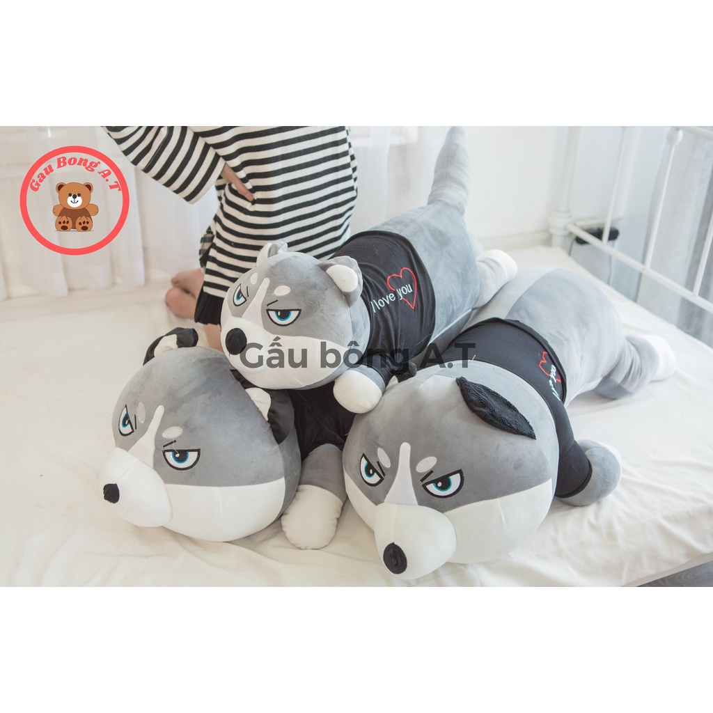 Gấu Bông Chó Ngáo Chó Husky siêu to khủng lồ, thú nhồi bông mặt ngáo, gối ôm chó ngáo size 1m-1m5