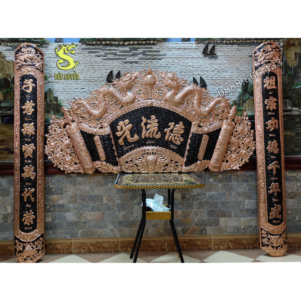 Cuốn Thư Câu Đối Bằng Đồng Đỏ Nền Đen - Hàng Kỹ | BigBuy360 - bigbuy360.vn