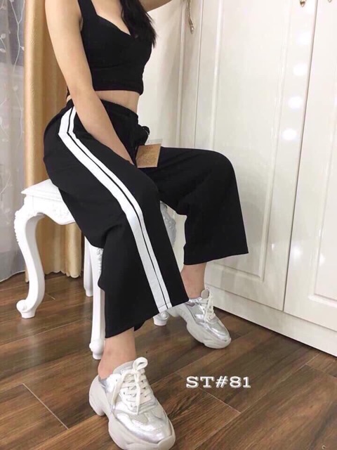 [BÁN CHẠY] Quần Ống Rộng Culottes- Suông Dài -2 Sọc