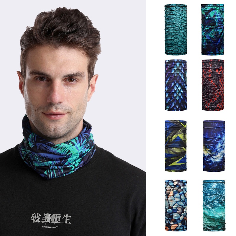 Khăn Choàng Cổ Bandana Vải Lụa Lạnh In Họa Tiết Lá 3D Chống Tia UV Cho Nam Và Nữ