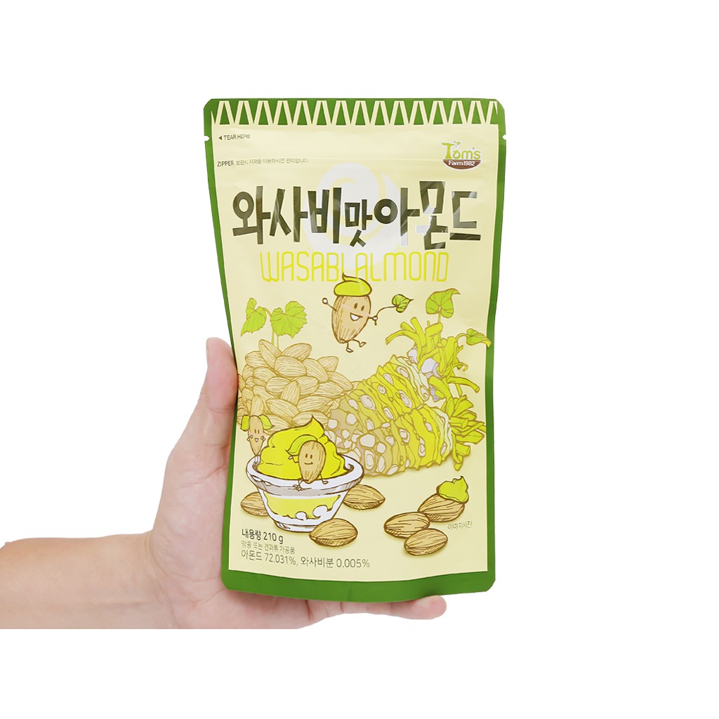 Hạnh nhân tẩm Wasabi Tom's Farm - Gói 210g