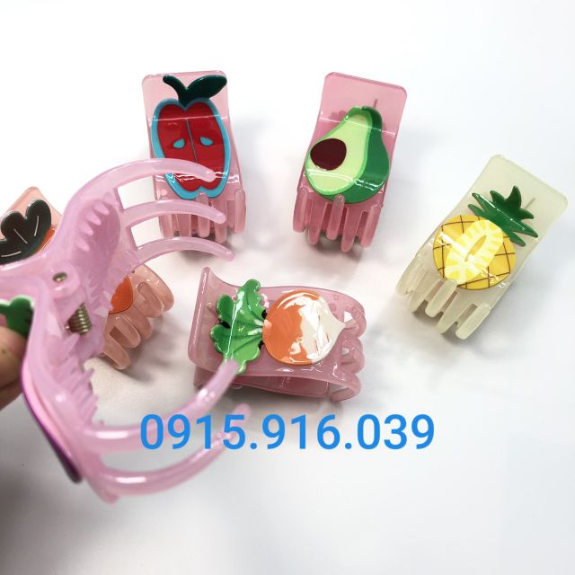 Kẹp tóc kẹp màu 5 răng các loại quả giao ngẫu nhiên