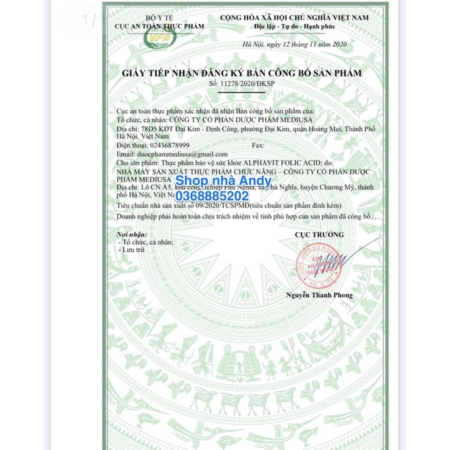 ALPHAVIT FOLIC ACID hộp 20 ống giúp bổ sung sắt cho bé