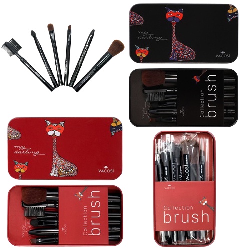 Hộp cọ trang điểm chuyên dụng dạng du lịch VACOSI MY DARLING 8 CÂY - BC24 - màu đen