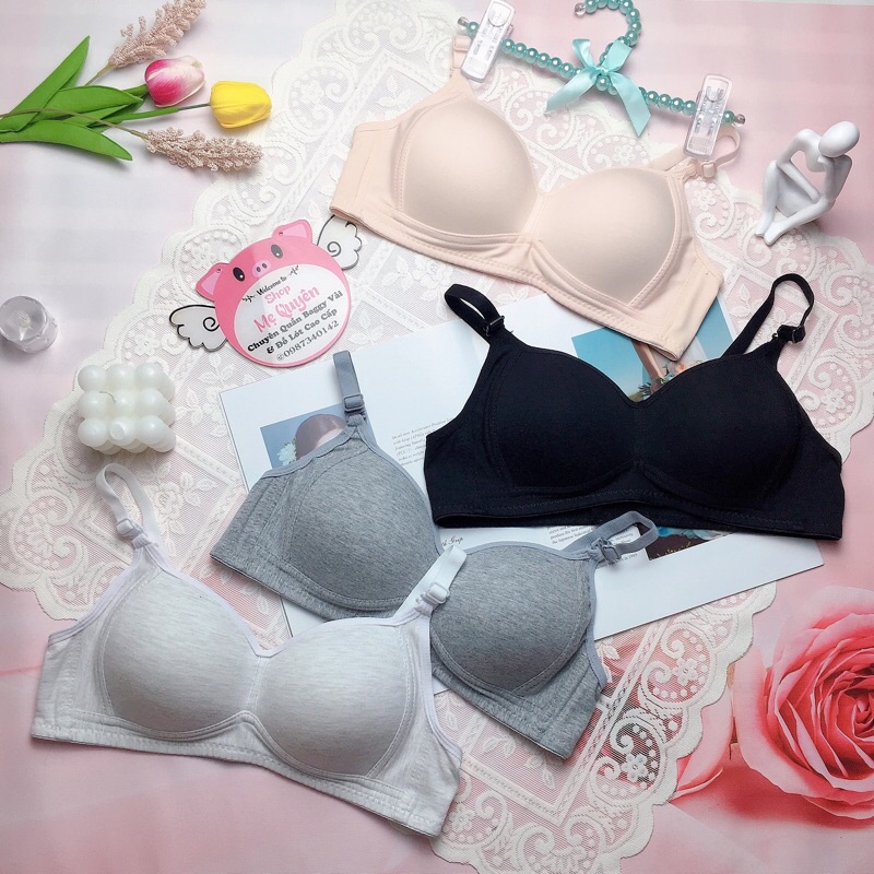 Áo lót nữ Cotton không gọng mút mỏng ôm ngực gọn gàng, chất liệu mút thông hơi mềm mại thoáng mát