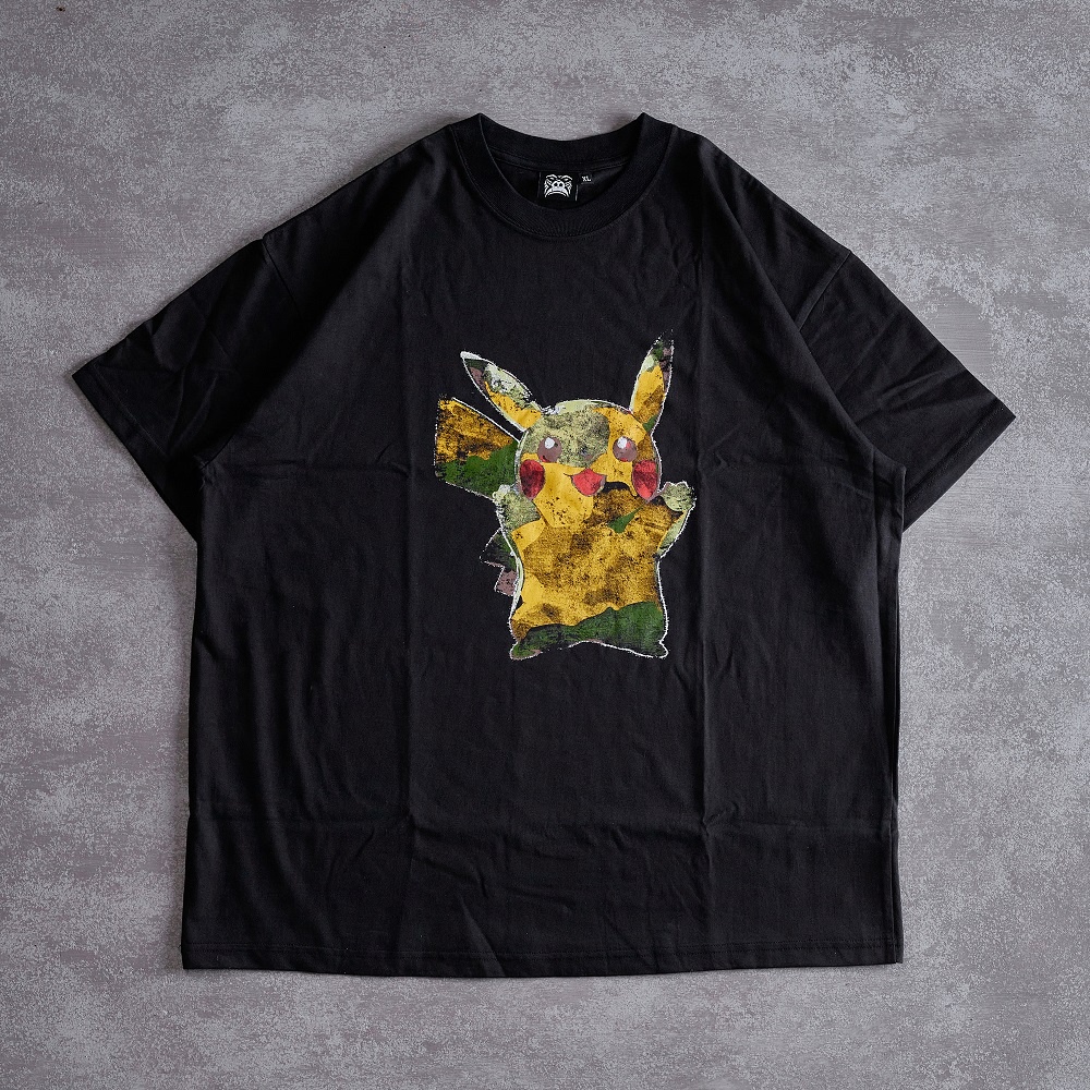 Áo Thun Nam Tay Lỡ Gori Oldskull | Đen Họa Tiết Pikachu Form Rộng Cá Tính