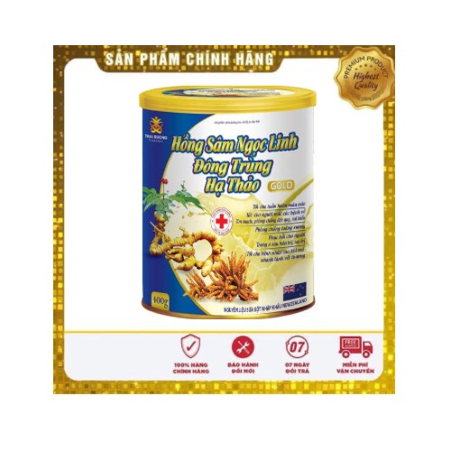400gr sữa bột Hồng sâm Ngọc linh đông trùng hạ thảo gold