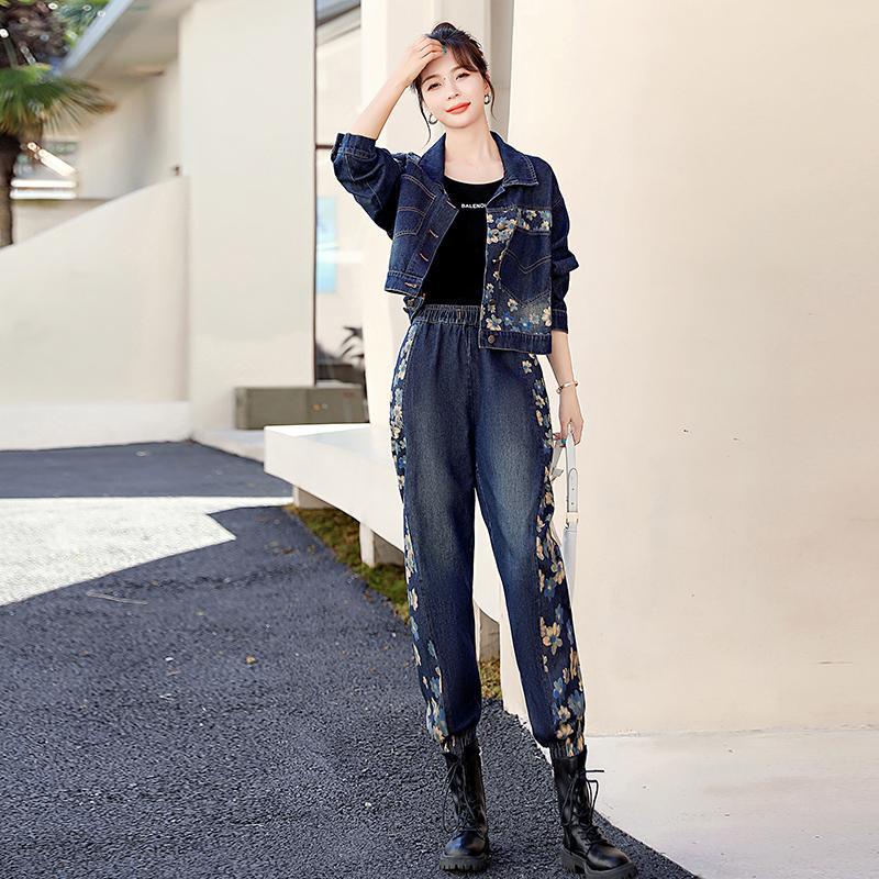 Set Áo Khoác Denim + Quần Yếm Ngắn Phong Cách Hong Kong Cổ Điển Thời Trang Mùa Thu Mới 2022 Dành Cho Nữ